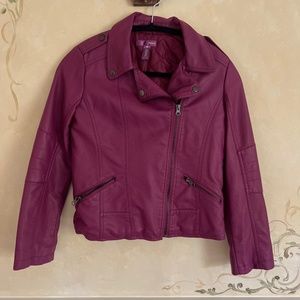 Aqua girls pleather quilted lined jacket